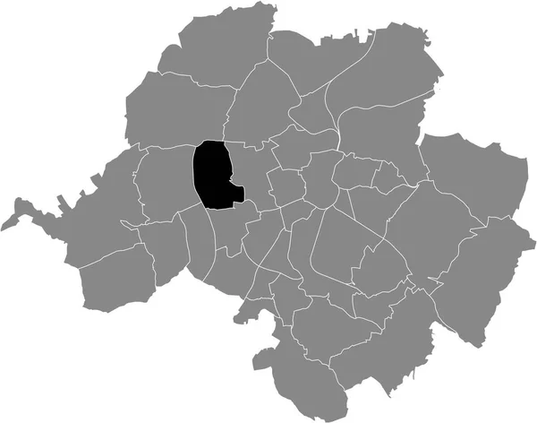 Black Flat Blank Highlighted Location Map Rottluff District Gray Administrative — стоковий вектор
