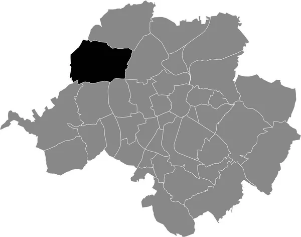 Black Flat Blank Highlighted Location Map Rhrsdorf District Gray Administrative — 스톡 벡터