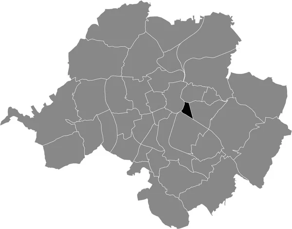 Black Flat Blank Highlighted Location Map Lutherviertel District Gray Administrative — Stockový vektor