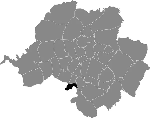 Black Flat Blank Highlighted Location Map Hutholz District Gray Administrative — Vettoriale Stock