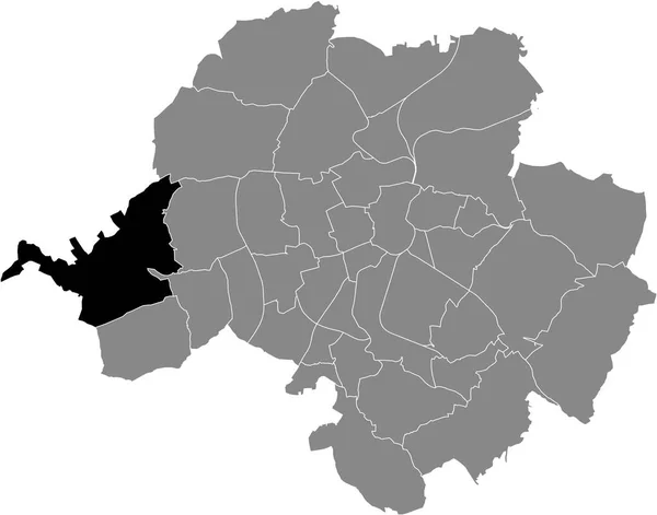 德国Chemnitz灰色行政地图内Grna District的黑色平面突出显示空白位置图 — 图库矢量图片