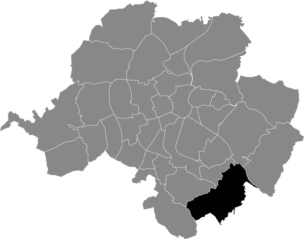 Black Flat Blank Highlighted Location Map Einsiedel District Gray Administrative — стоковий вектор