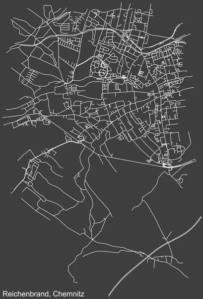 Detailed Negative Navigation White Lines Urban Street Roads Map Reichenbrand — Wektor stockowy