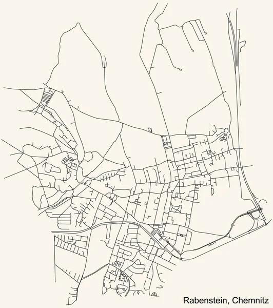 Detailed Navigation Black Lines Urban Street Roads Map Rabenstein District — Vector de stock