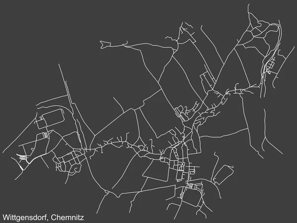 Alman bölgesel başkenti Chemnitz, Almanya 'nın WittGENSDORF DISTRICT şehir haritasının beyaz çizgileri koyu gri arka planda
