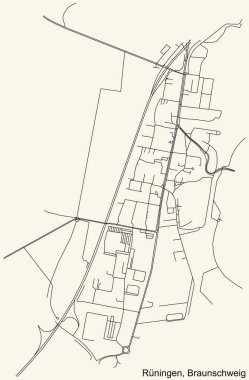 Alman bölgesel başkenti Braunschweig, Almanya 'nın RNINGEN DISTRICT kentsel yol haritasının ayrıntılı seyir çizgileri