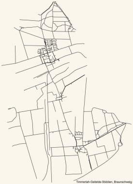 Almanya 'nın Braunschweig bölgesinin bölgesel başkentinin TiMERLAH-GEITELDE-STIDDIEN DISTRICT kentsel yol haritasının ayrıntılı seyrüsefer hatları