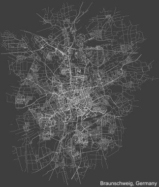 Alman bölgesel başkenti BRAUNSCHWEIG, Almanya 'nın koyu gri arkaplan üzerindeki kentsel yol haritası