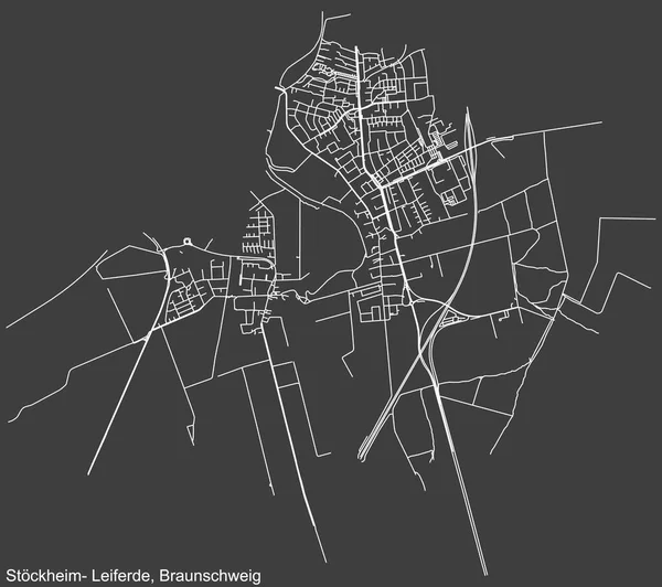 Alman bölgesel başkenti Braunschweig 'in STCKHEIM-LEIFERDE DISTRICT' inin, Almanya 'nın koyu gri arkaplan üzerinde yer alan şehir caddelerinin ayrıntılı haritası