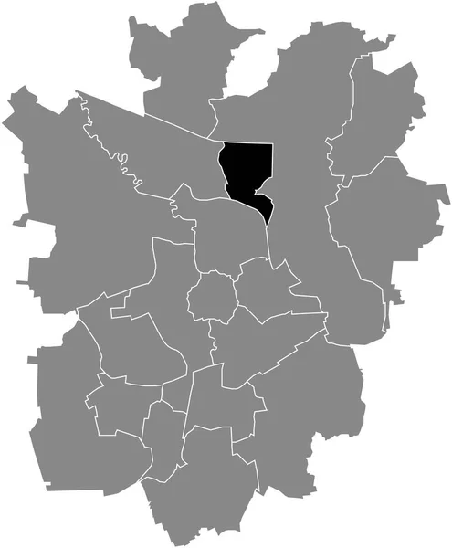 Black Flat Blank Highlighted Location Map Schunteraue District Gray Administrative — Stockový vektor