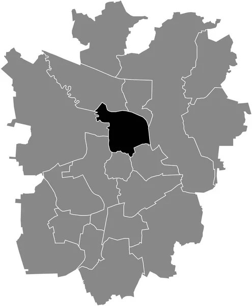 Black Flat Blank Highlighted Location Map Nordstadt District Gray Administrative — Stok Vektör