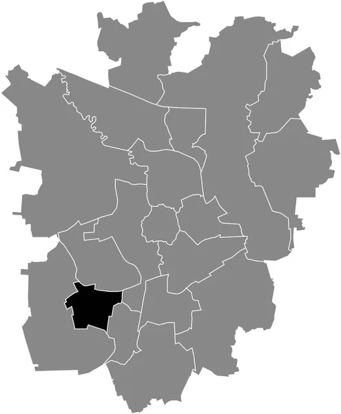 Black Flat Blank Highlighted Location Map Broitzem District Gray Administrative — Stockvektor