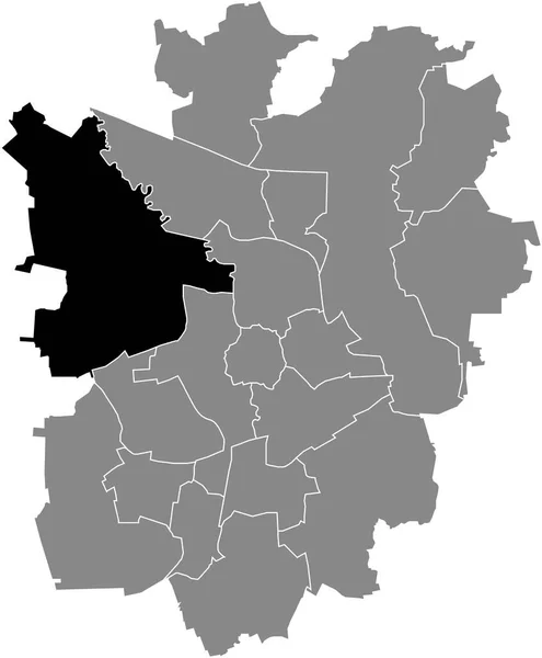 Black Flat Blank Highlighted Location Map Lehndorf Watenbttel District Gray — Stockvektor