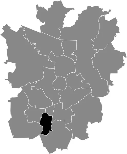 Black Flat Blank Highlighted Location Map Rningen District Gray Administrative — Stockový vektor