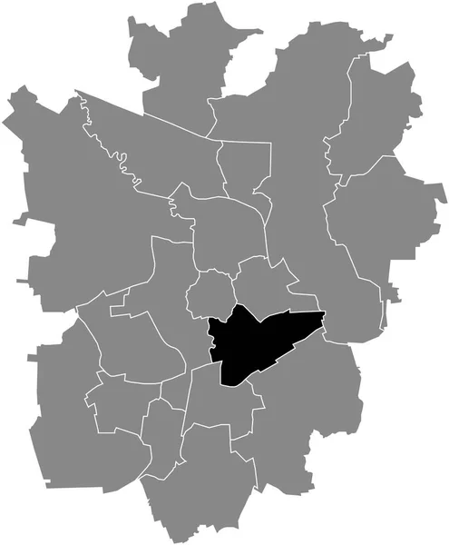 Black Flat Blank Highlighted Location Map Viewegsgarten Bebelhof District Gray — Stok Vektör