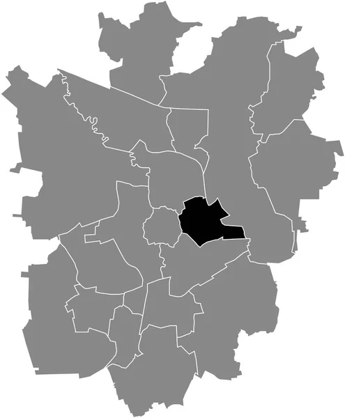 Black Flat Blank Highlighted Location Map Stliches Ringgebiet District Gray — Stok Vektör