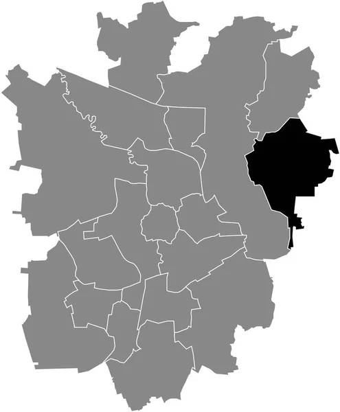 Black Flat Blank Highlighted Location Map Volkmarode District Gray Administrative — Stok Vektör