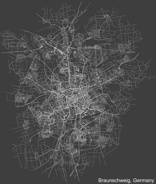 Alman bölgesel başkenti BRAUNSCHWEIG, Almanya 'nın koyu gri arkaplan üzerindeki kentsel yol haritası