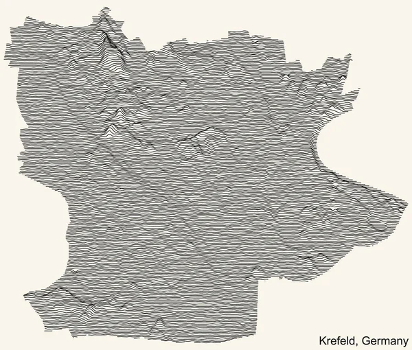 Topographic Relief Map City Krefeld Germany Black Contour Lines Vintage — Stockový vektor