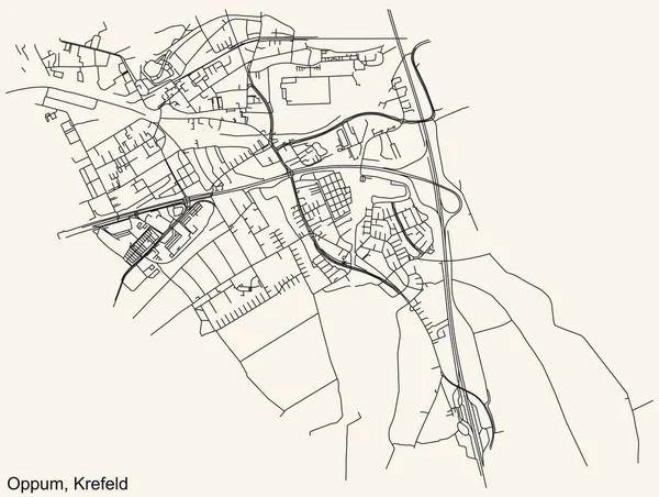 Detailed Navigation Black Lines Urban Street Roads Map Oppum District — Stockvektor