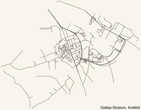 Detailed Navigation Black Lines Urban Street Roads Map Gellep Stratum — Stockvektor