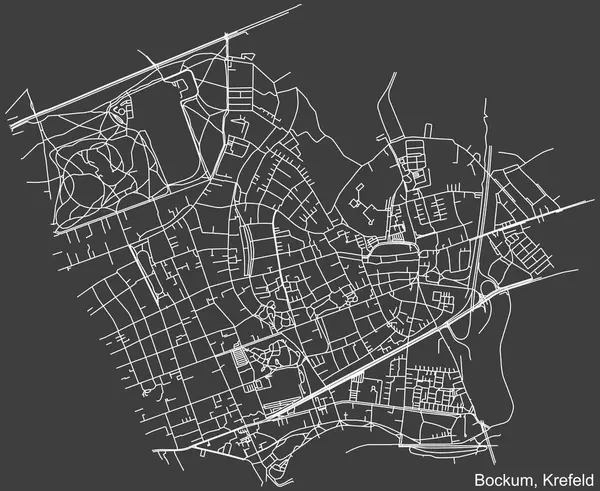 Detailed Negative Navigation White Lines Urban Street Roads Map Bockum — Wektor stockowy