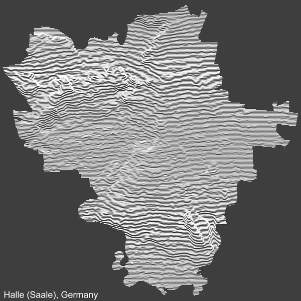 Topographic Negative Relief Map City Halle Saale Germany White Contour —  Vetores de Stock