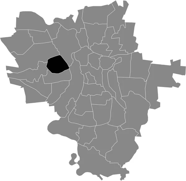 Black Flat Blank Highlighted Location Map Heide District Gray Administrative —  Vetores de Stock