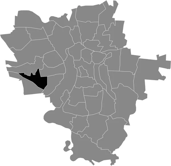 Black Flat Blank Highlighted Location Map Westliche Neustadt District Gray — ストックベクタ