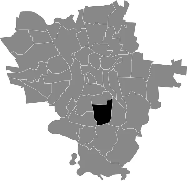 Black Flat Blank Highlighted Location Map Damaschkestrae District Gray Administrative — стоковый вектор