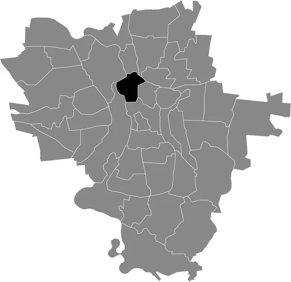 Black Flat Blank Highlighted Location Map Giebichenstein District Gray Administrative — Vetor de Stock