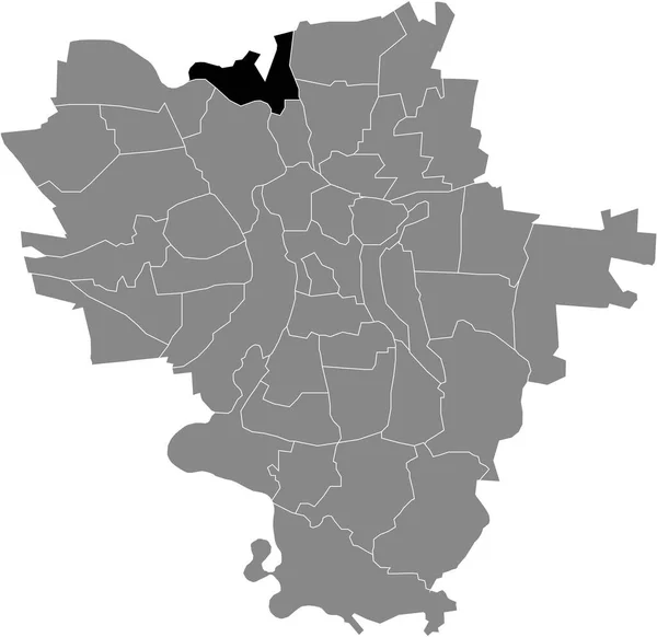 Black Flat Blank Highlighted Location Map Industriegebiet Nord District Gray — Image vectorielle