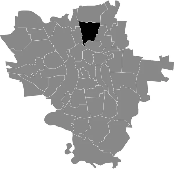 Black Flat Blank Highlighted Location Map Gottfried Keller Siedlung District — 图库矢量图片