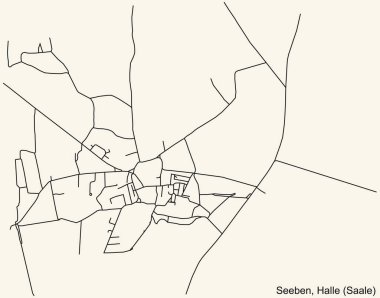 Alman bölgesel başkenti Halle 'nin (Saale) SEEBEN DISTRICT kentsel yol haritasının ayrıntılı seyir çizgileri