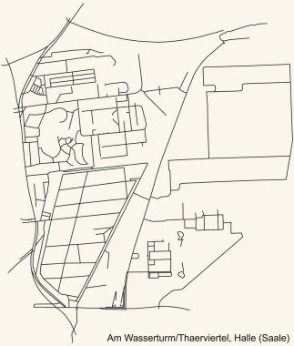 Almanya 'nın başkenti Halle' nin (Saale) AM WASSERTURM THAERVIERTEL DISTRICT 'in şehir içi kara yol haritası