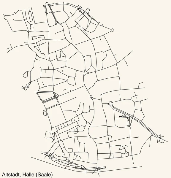 Detailed Navigation Black Lines Urban Street Roads Map Altstadt District — Stockvektor