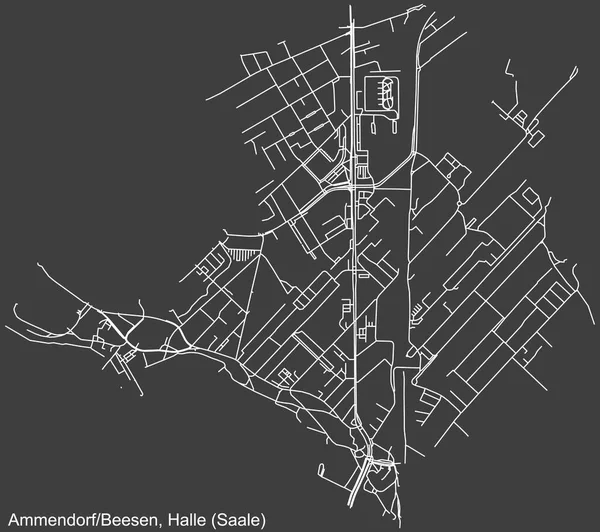 Almanya 'nın başkenti Halle' deki AMMENDORF BEESEN DISTRICT 'in (Koyu gri arka planda Saale, Almanya) kentsel yol haritası
