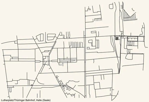 Detailed Navigation Black Lines Urban Street Roads Map Lutherplatz Thringer — Stockvektor