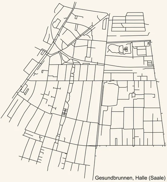 Detailed Navigation Black Lines Urban Street Roads Map Gesundbrunnen District — Wektor stockowy