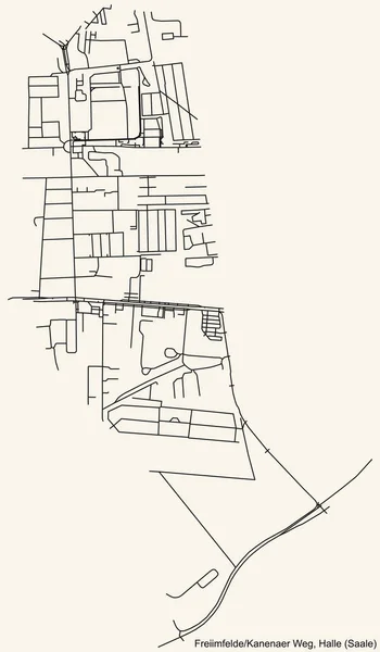 Detailed Navigation Black Lines Urban Street Roads Map Freiimfelde Kanenaer — Image vectorielle