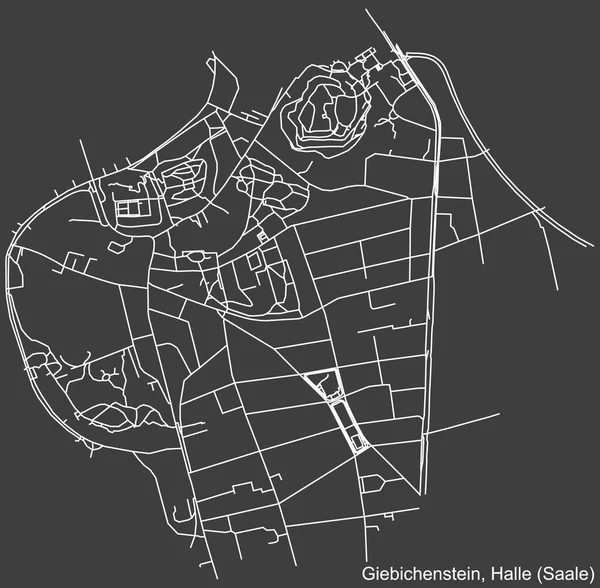 Alman bölgesel başkenti Halle 'nin GIEBICHENSTEIN DISTRICT' inin (Almanya 'nın Saale kentinde koyu gri arka planda yer alan) kentsel yol haritası