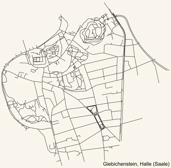 Alman bölgesel başkenti Halle 'nin (Saale) GIEBICHENSTEIN DISTRICT şehir haritasının ayrıntılı seyir çizgileri