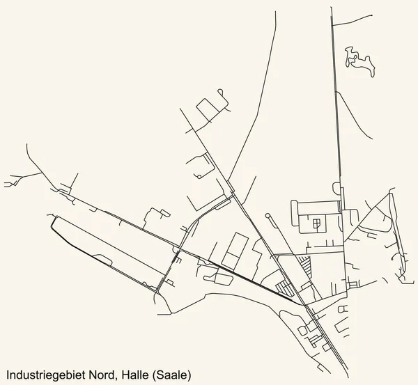 Detailed Navigation Black Lines Urban Street Roads Map Industriegebiet Nord — Stockvektor