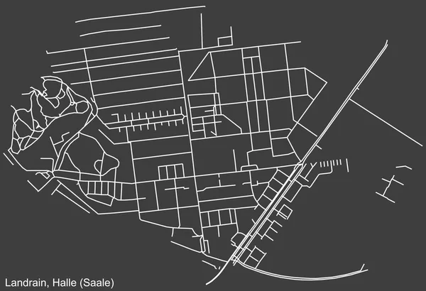 Detailed Negative Navigation White Lines Urban Street Roads Map Landrain — Vetor de Stock