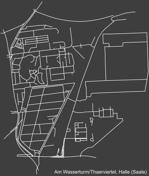 Almanya 'nın başkenti Halle' nin (Saale, Almanya) AM WASSERTURM THAERVIERTEL DISTRICT 'in şehir caddelerinin detaylı haritası.