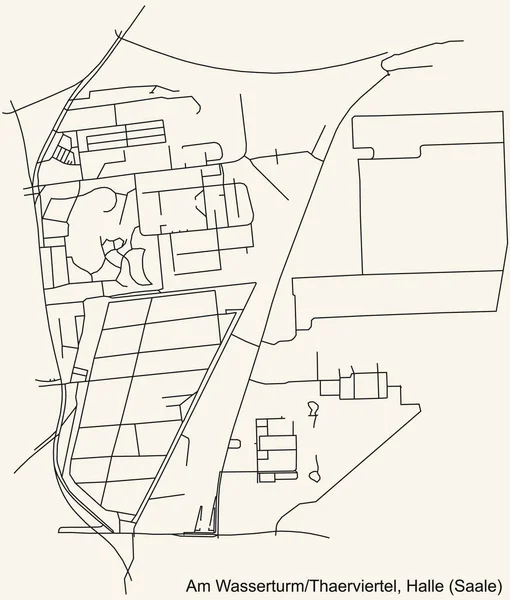 Almanya 'nın başkenti Halle' nin (Saale) AM WASSERTURM THAERVIERTEL DISTRICT 'in şehir içi kara yol haritası