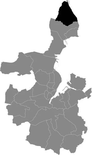 德国基尔灰色行政地图内的Schilksedistrict黑色平面突出显示空白位置图 — 图库矢量图片