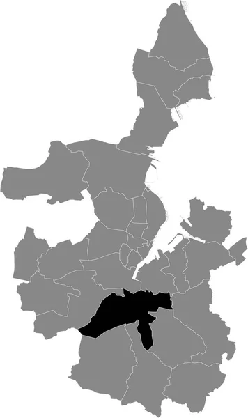 德国基尔灰色行政地图内Gaarden Und Kąsburg District的黑色平面突出显示空白位置图 — 图库矢量图片