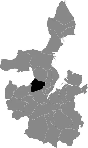 德国基尔灰色行政地图内的Schreventeich District黑色平面突出显示空白位置图 — 图库矢量图片