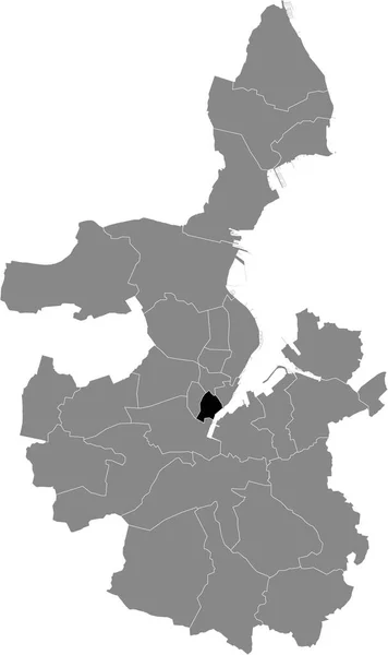 Μαύρο Επίπεδο Κενό Τονισμένο Χάρτη Θέση Του Vorstadt District Μέσα — Διανυσματικό Αρχείο